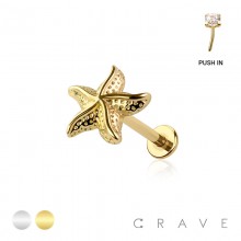 STARFISH TOP THREADLESS (PUSH IN) 316L SURGICAL STEEL LABRET SET